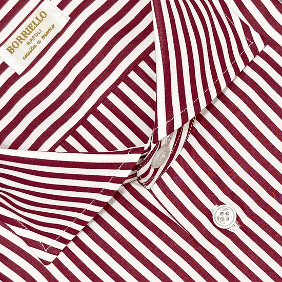 Borriello Burgundy Red Striped Shirt Popeline Cotton-Wools Boutique Uomo