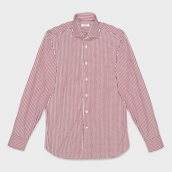 Borriello Burgundy Red Striped Shirt Popeline Cotton-Wools Boutique Uomo