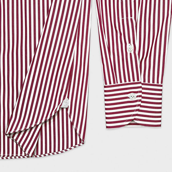 Load image into Gallery viewer, Borriello Burgundy Red Striped Shirt Popeline Cotton-Wools Boutique Uomo
