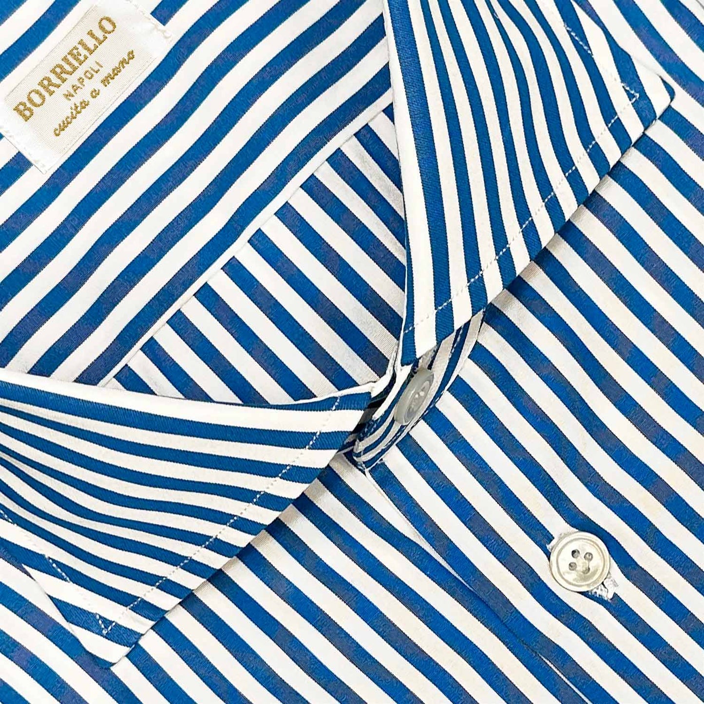 Borriello Cobalt Blue Striped Shirt Popeline Cotton-Wools Boutique Uomo