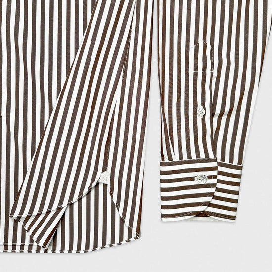 Borriello Coffee Brown Striped Shirt Popeline Cotton-Wools Boutique Uomo