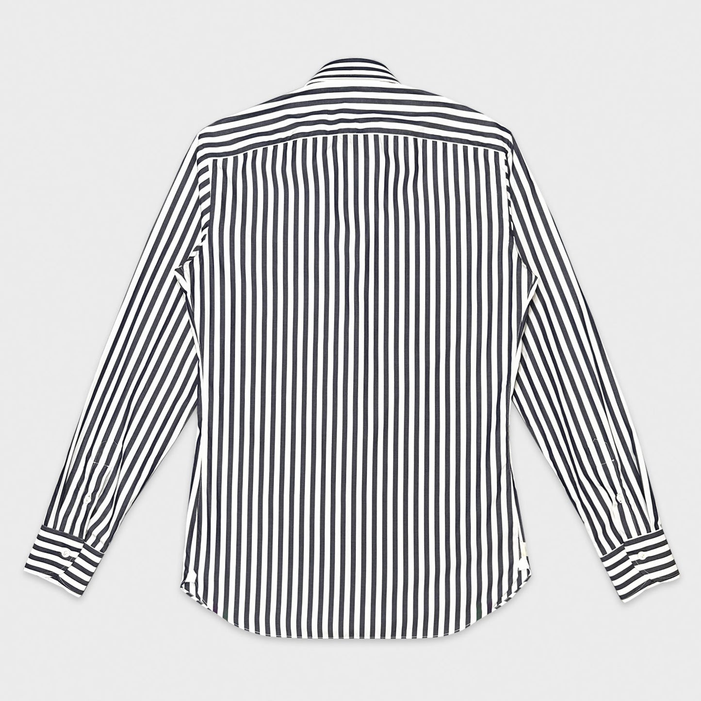 Borriello Navy Blue Striped Shirt Popeline Cotton-Wools Boutique Uomo