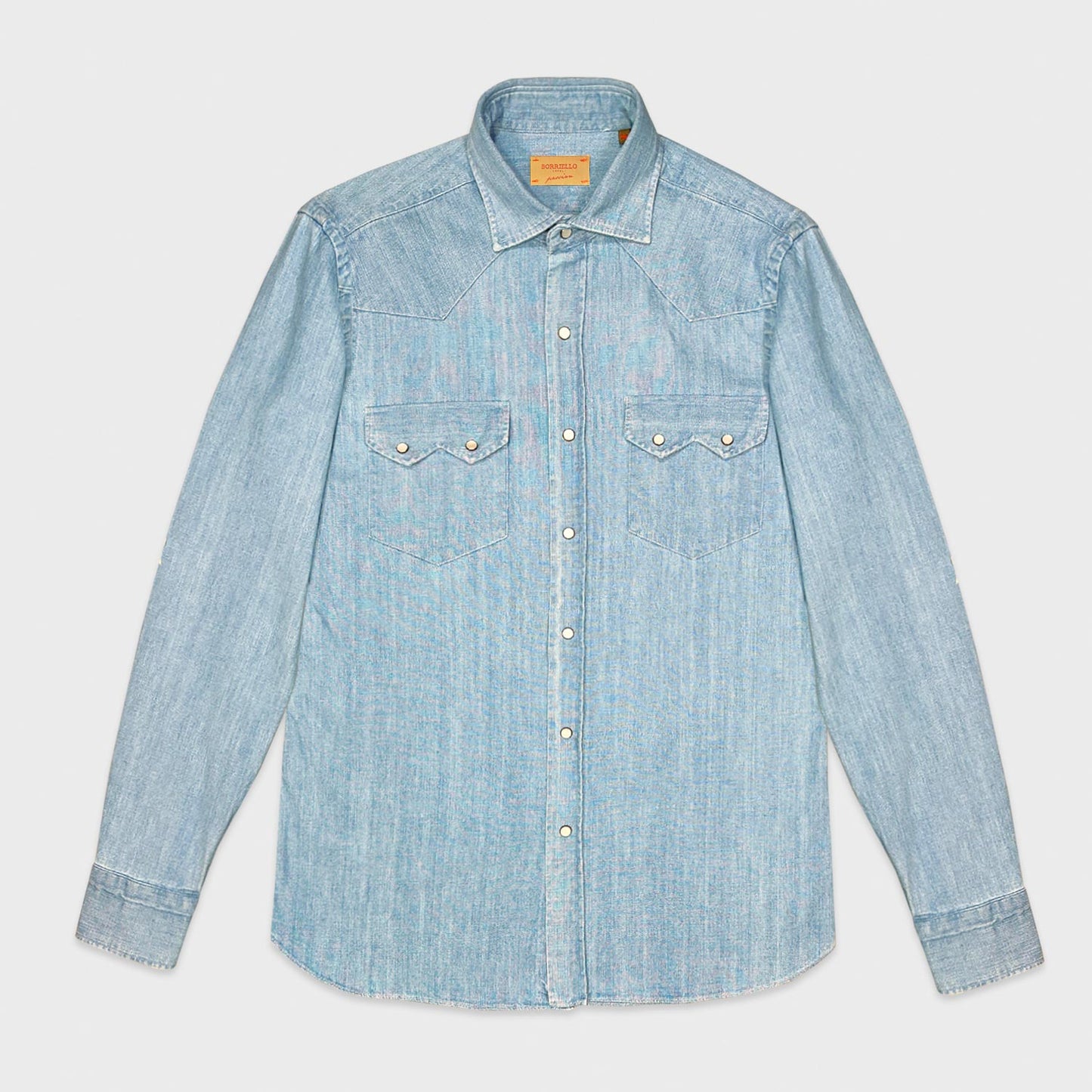 Borriello Light Blue Western Denim Shirt-Wools Boutique Uomo