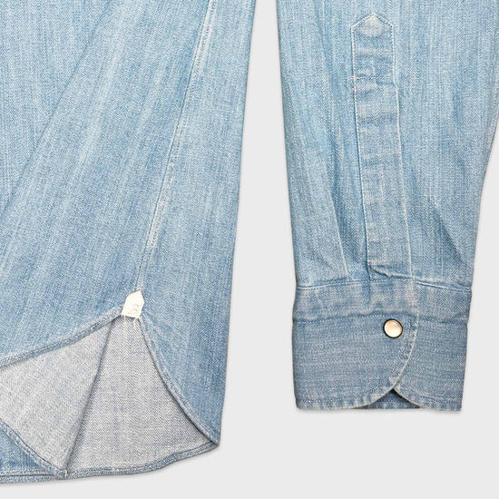 Borriello Light Blue Western Denim Shirt-Wools Boutique Uomo