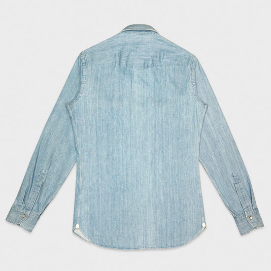 Borriello Light Blue Western Denim Shirt-Wools Boutique Uomo