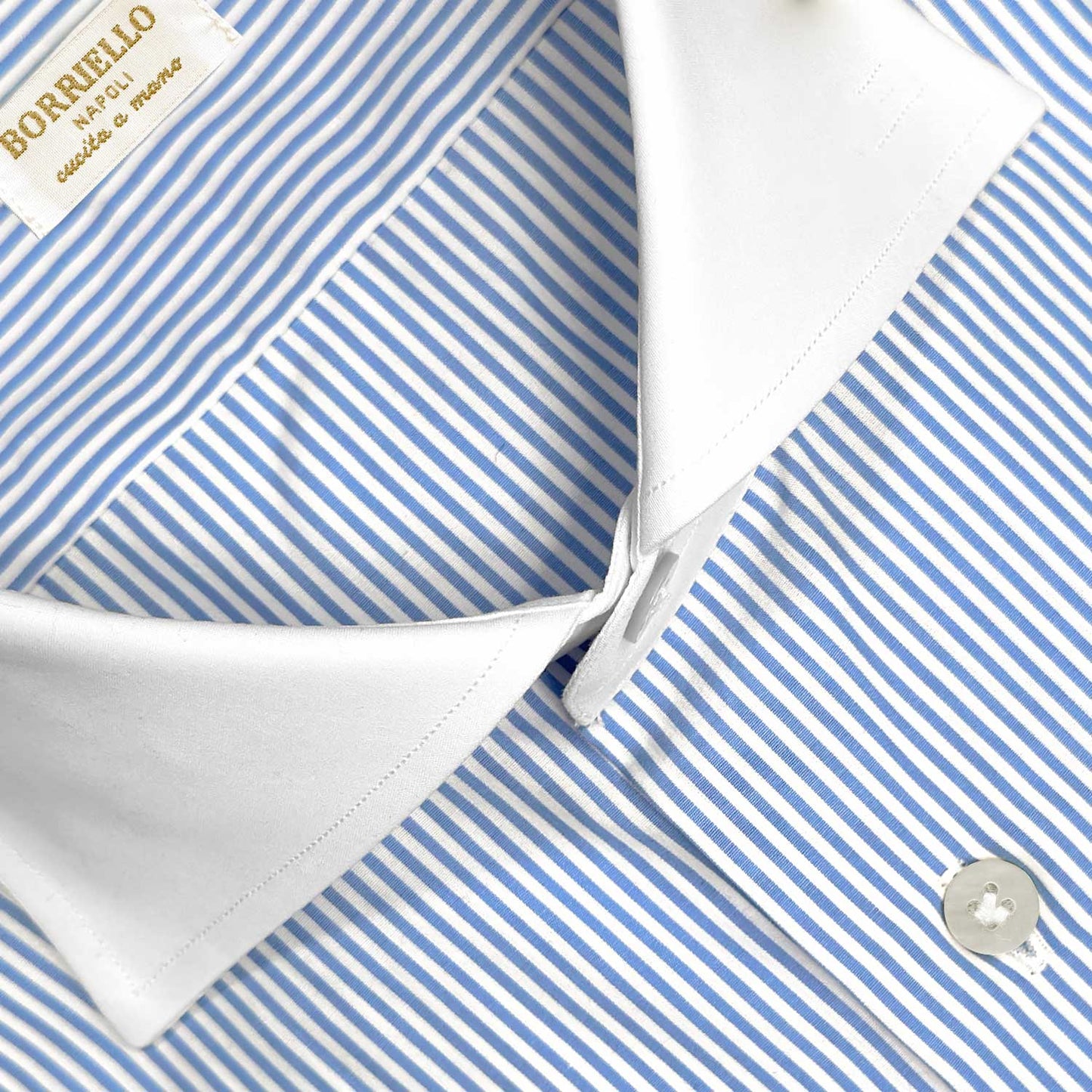 Detail of Borriello contrast collar business shirt handmade in Italy