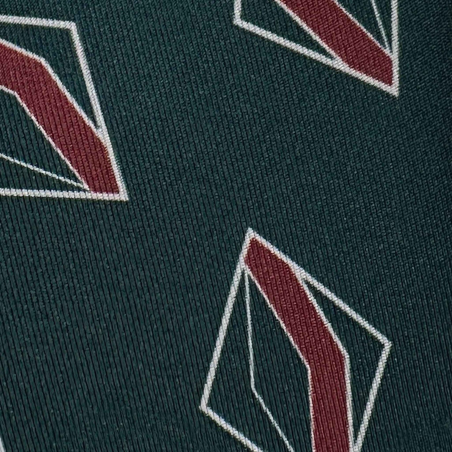 Details of Forest Green Silk Tie Art Deco Rhombus Geometric Pattern