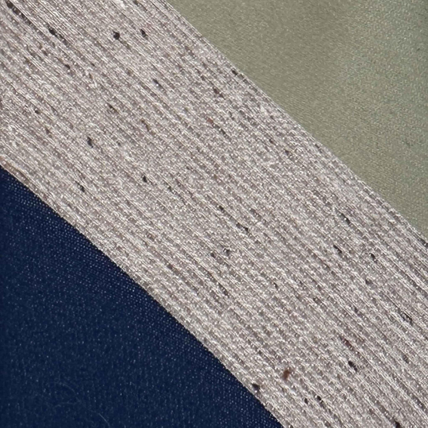 large regimental stripe silk tie navy blue pistachio green and beige melange detail