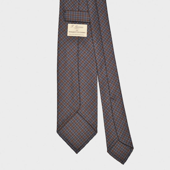 Coffee Brown Micro Checked Tie Holland&Sherry Wool