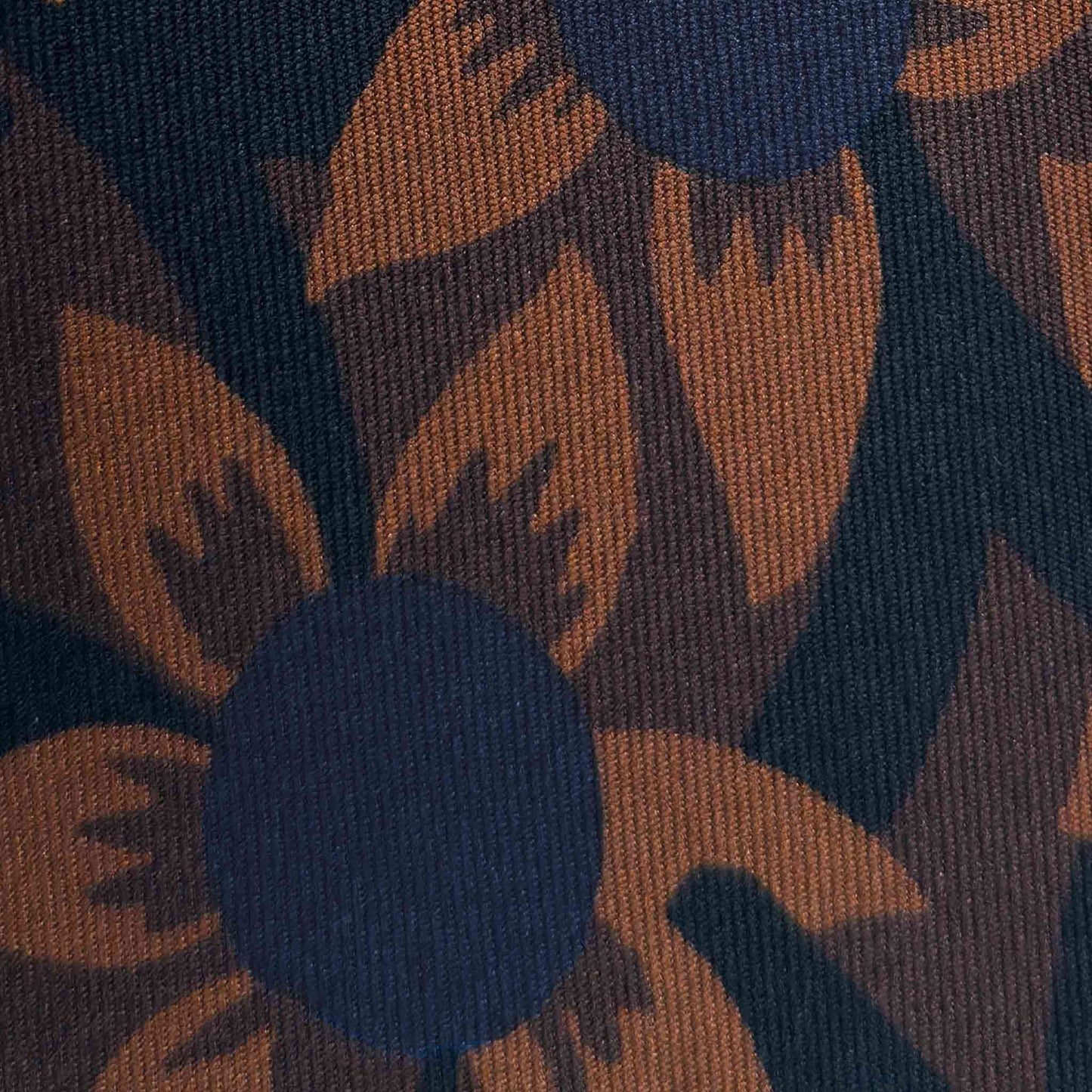 Details of Black Silk Tie Graphic 70s Floral Design.