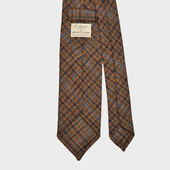 Brown Tweed Tie Unlined Pied de Poule Pattern