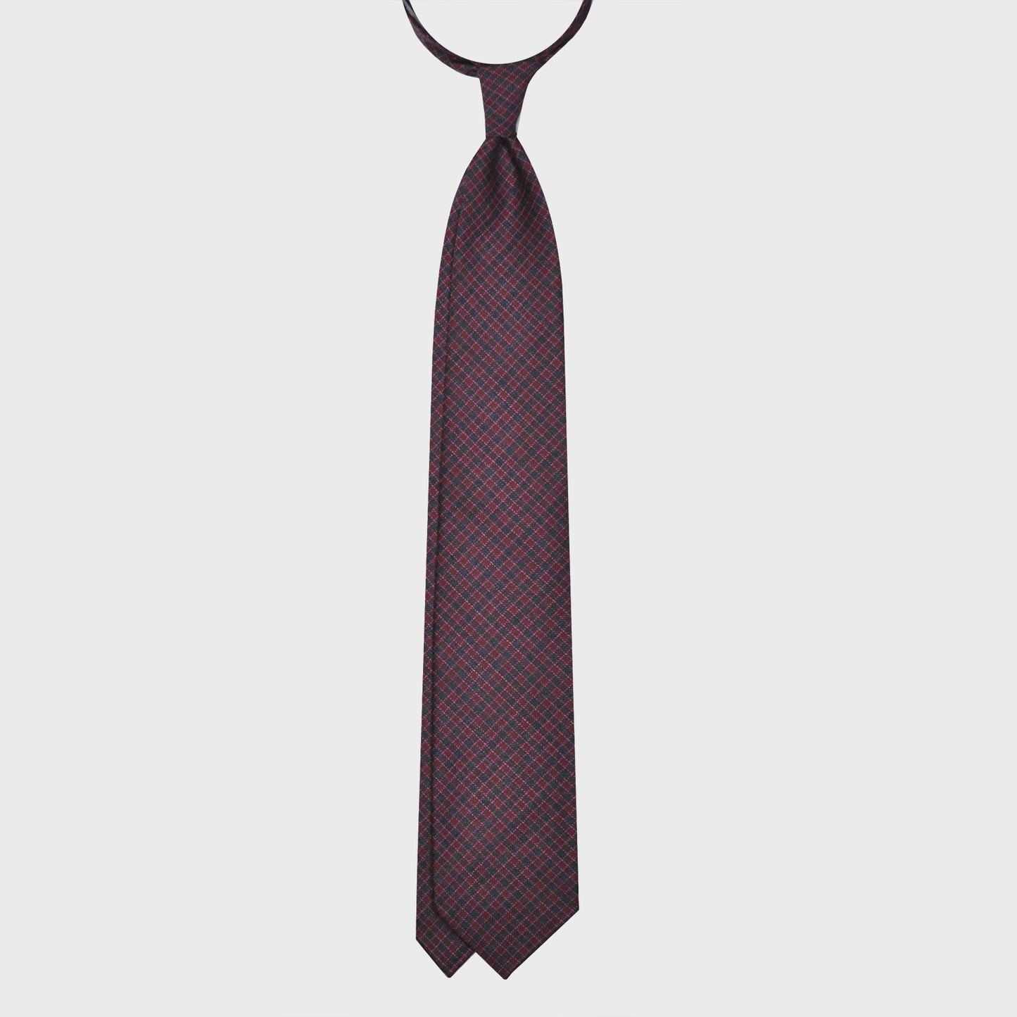 Burgundy Micro Checked Tie Holland&Sherry Wool