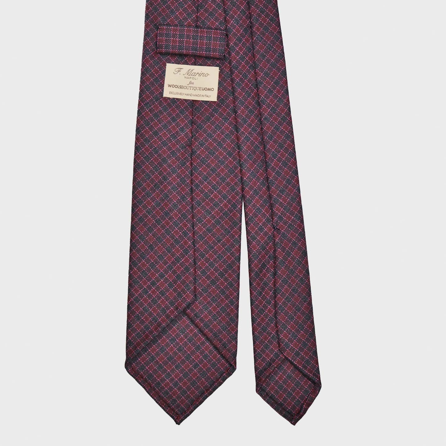 Burgundy Micro Checked Tie Holland&Sherry Wool