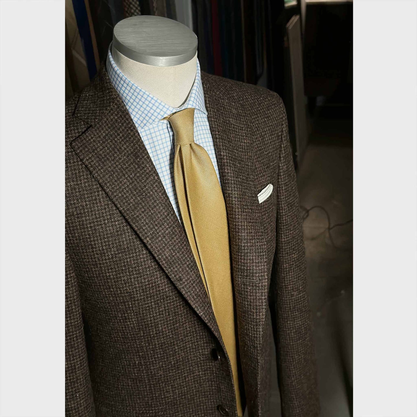 Wools Boutique Uomo Wool Tie Canvas Pattern Ocra Yellow