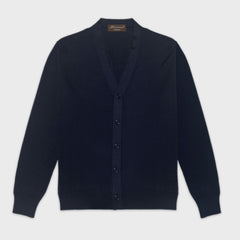 Doriani Cardigan Wool Silk Cashmere Navy Blue