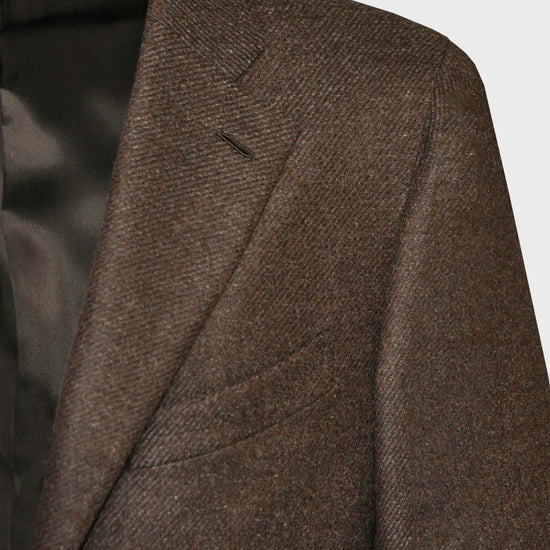 Caruso Coffee Brown Wool Cashmere Twill Jacket-Wools Boutique Uomo