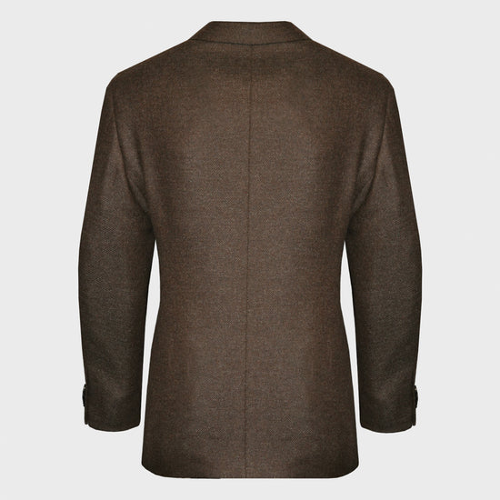 Caruso Coffee Brown Wool Cashmere Twill Jacket-Wools Boutique Uomo