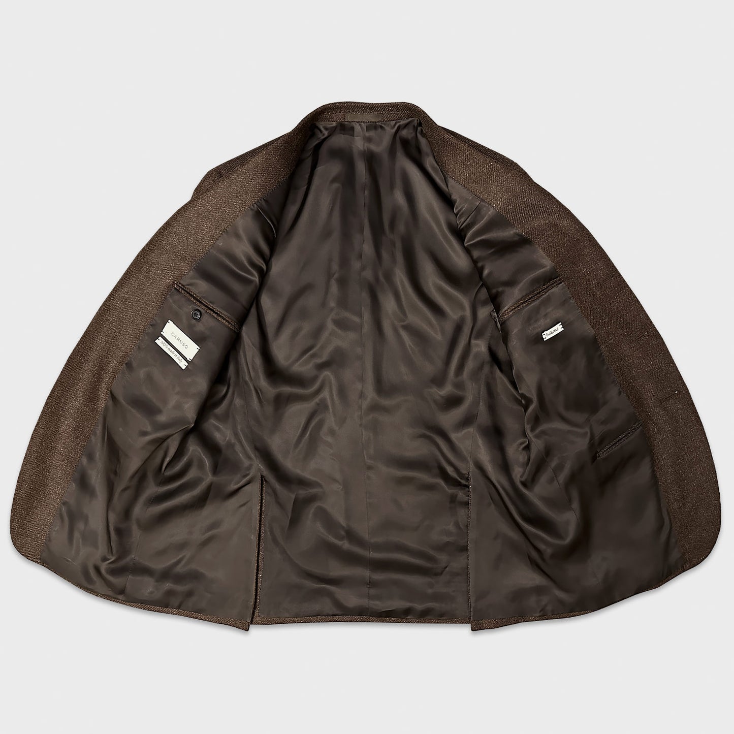 Caruso Coffee Brown Wool Cashmere Twill Jacket-Wools Boutique Uomo
