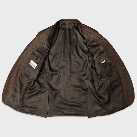 Caruso Coffee Brown Wool Cashmere Twill Jacket-Wools Boutique Uomo