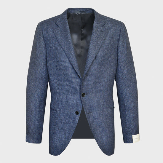 Caruso Denim Blue Barleycorn Tweed Jacket-Wools Boutique Uomo