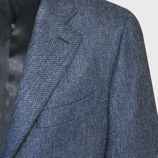 Caruso Denim Blue Barleycorn Tweed Jacket-Wools Boutique Uomo