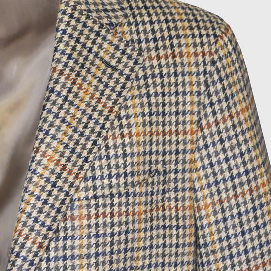 Caruso Gun Club Windowpane Tweed Wool Tailored Jacket-Wools Boutique Uomo