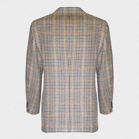 Caruso Gun Club Windowpane Tweed Wool Tailored Jacket-Wools Boutique Uomo