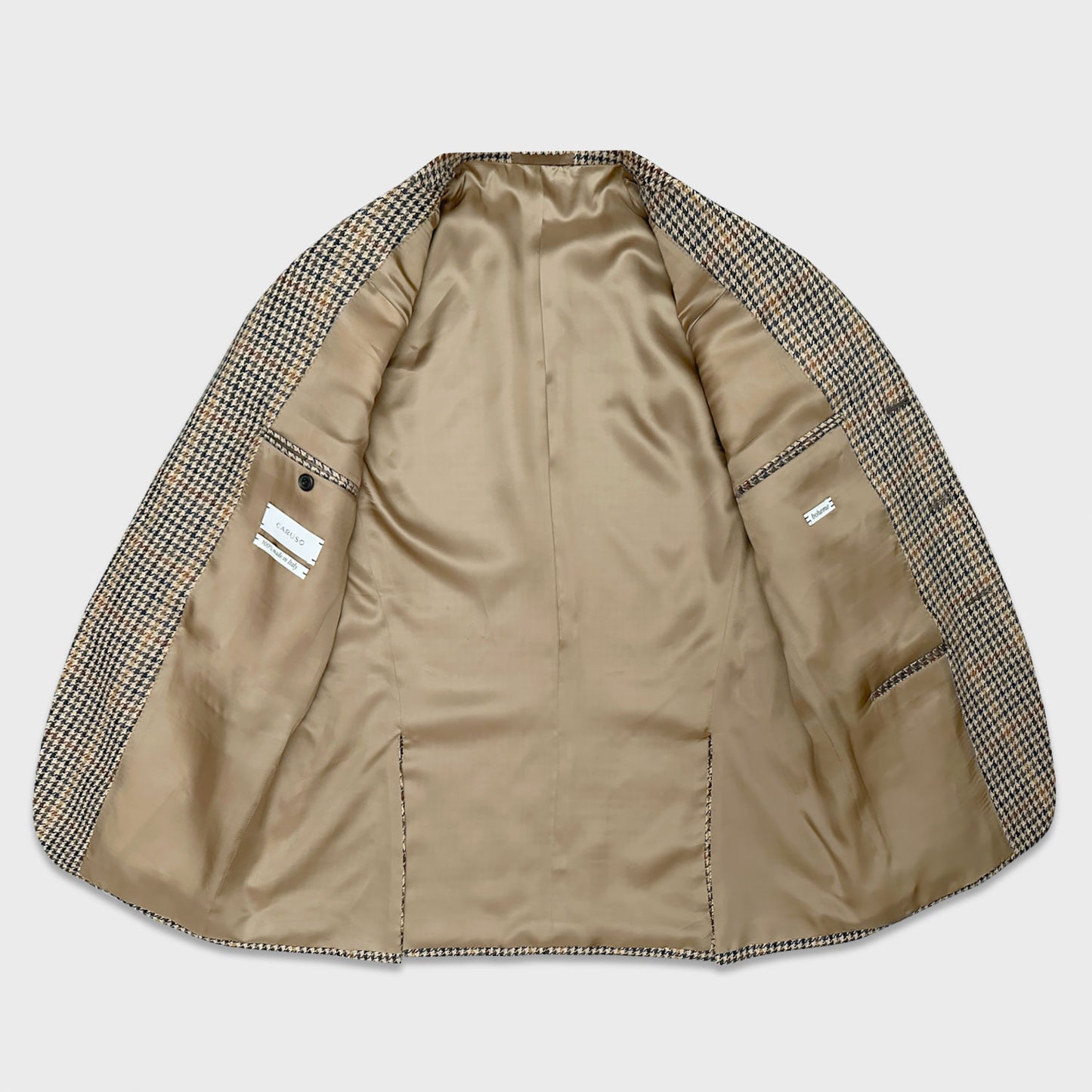 Caruso Gun Club Windowpane Tweed Wool Tailored Jacket-Wools Boutique Uomo