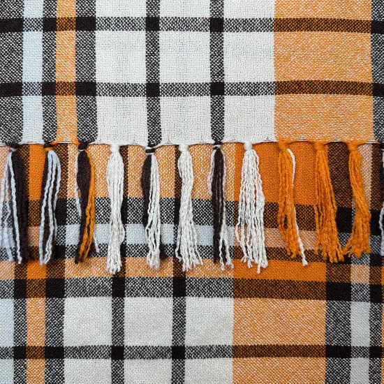 Load image into Gallery viewer, Orange Cashmere Scarf Tartan 19 andrea&amp;#39;s 47
