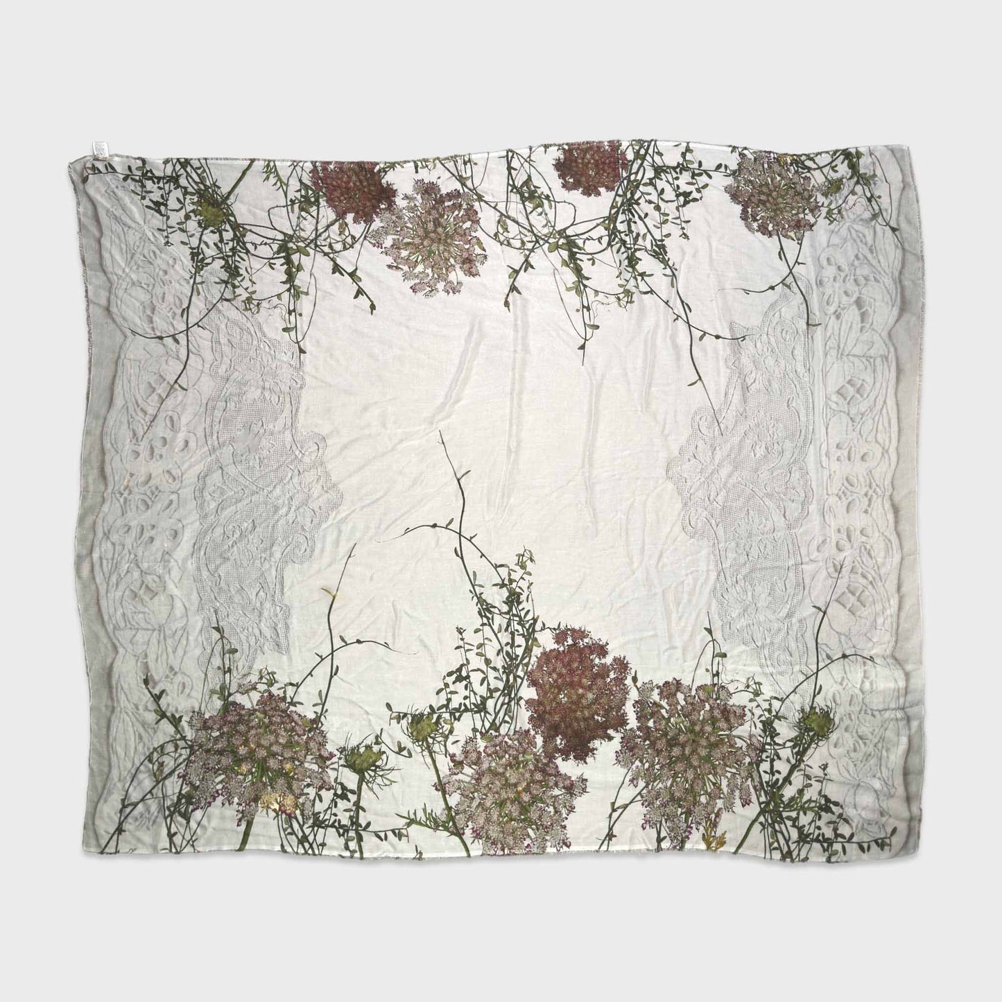 Faliero Sarti Modal Silk Scarf Botanical Floral Ivory