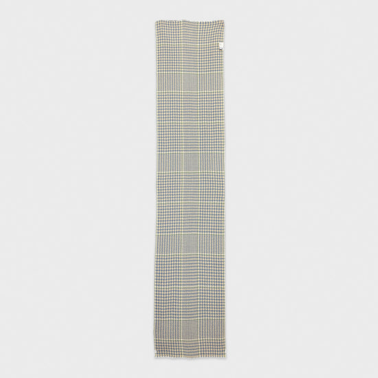Wedgwood Blue Cashmere Scarf Prince of Wales