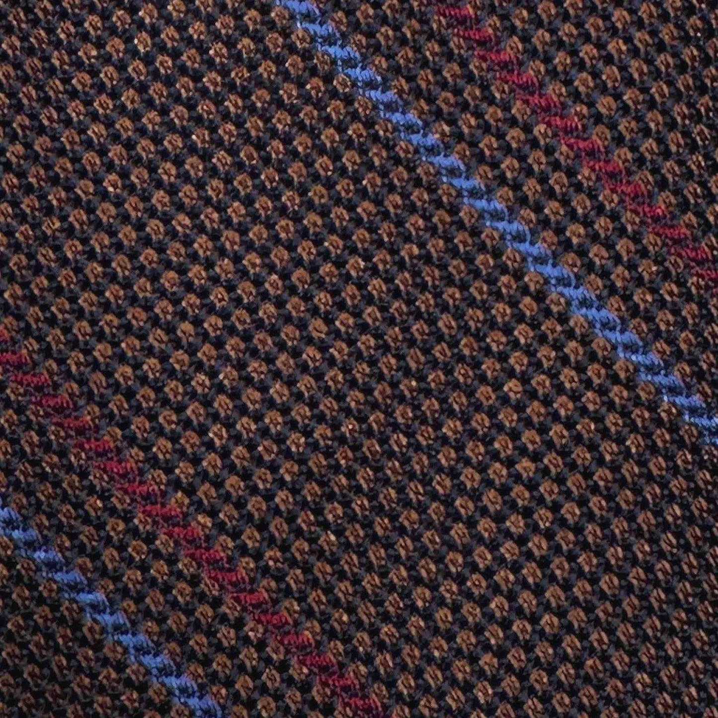Coffee Brown Regimental Multi Striped Silk Tie Grenadine Small Gauze