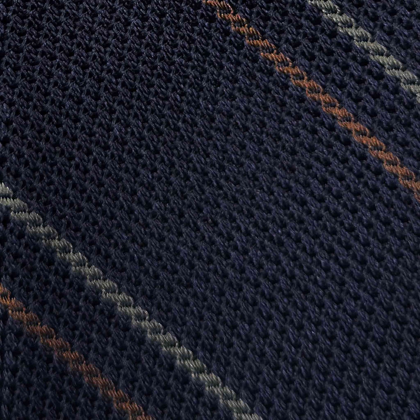 Navy Blue Regimental Multi Striped Silk Tie Grenadine Small Gauze