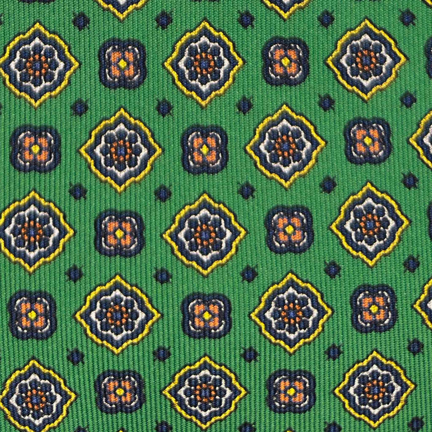 Detail of Diamonds Pattern on Lime Green Silk Tie