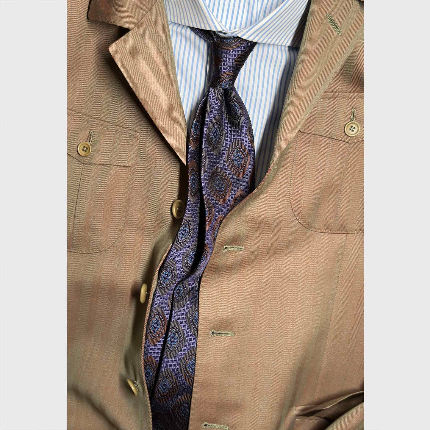 Men's Silk Tie Medallions Pattern Purple