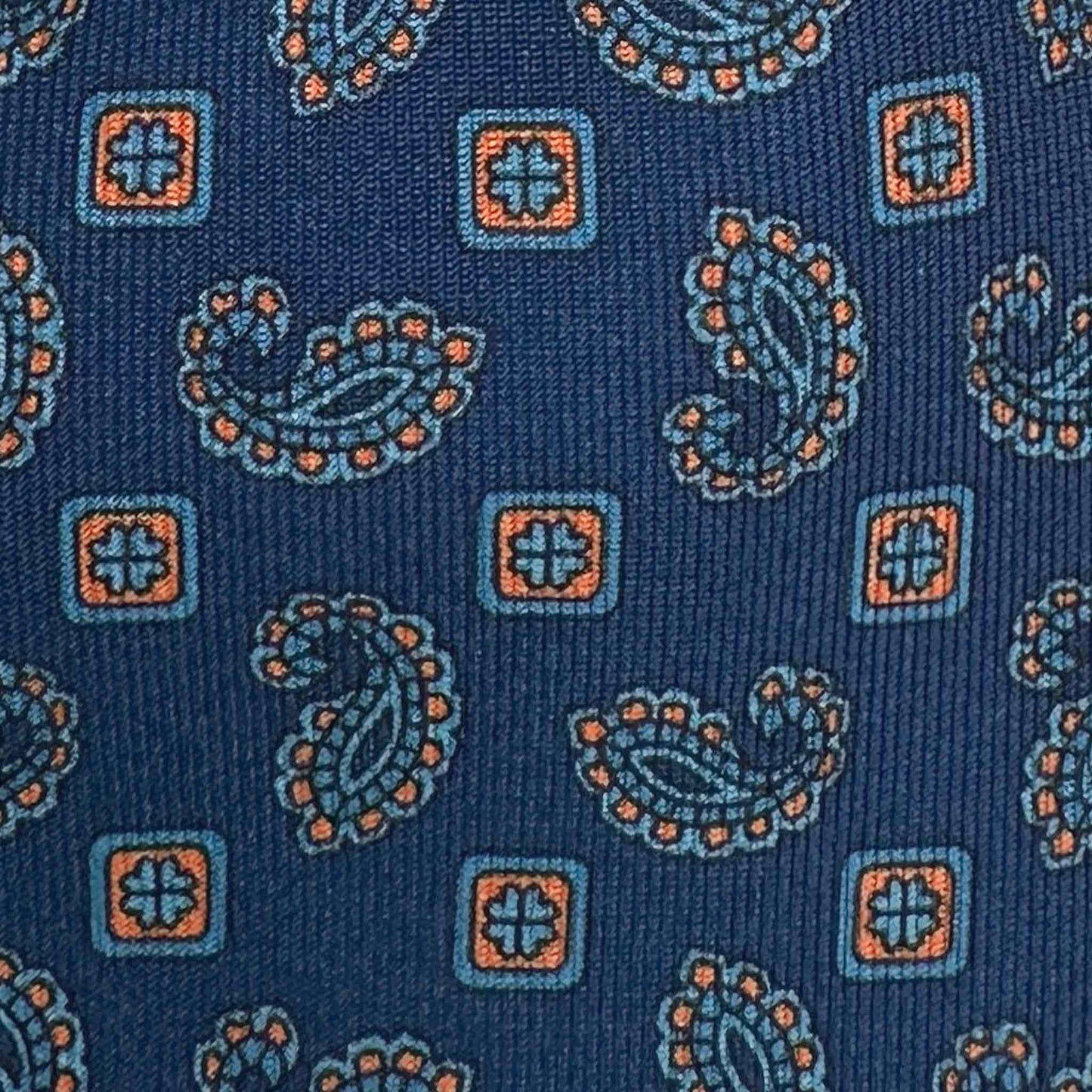 Details of Indigo Blue Classic Silk Tie Paisley Diamonds