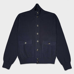 Valstarino Cotton Knit Jacket Navy Blue