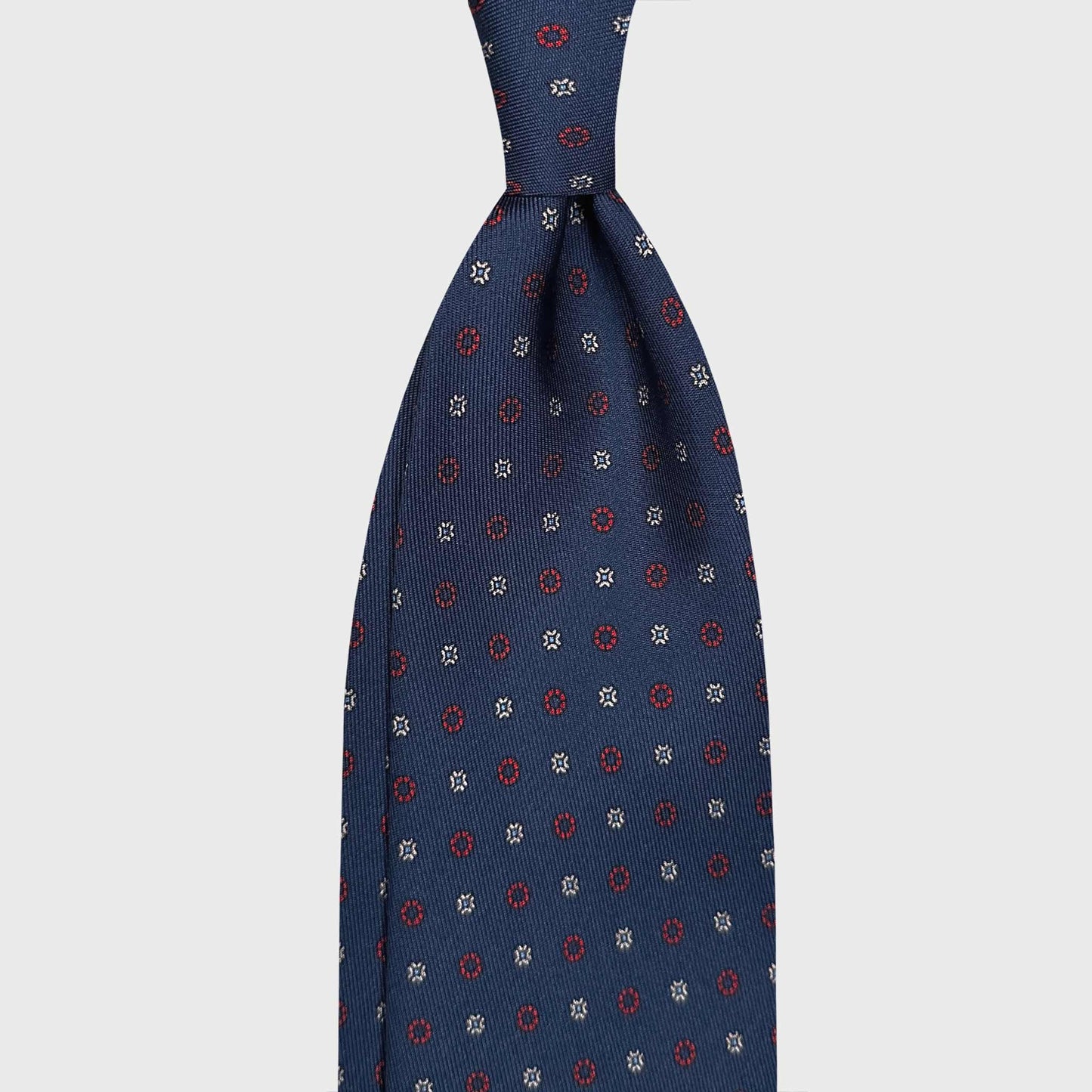 Navy Blue Silk Tie Classic Formal Geometric Pattern. Classic navy blue silk tie, bordeaux and white micro geometric pattern, handmade silk tie F.Marino Napoli for Wools Boutique Uomo Geneva