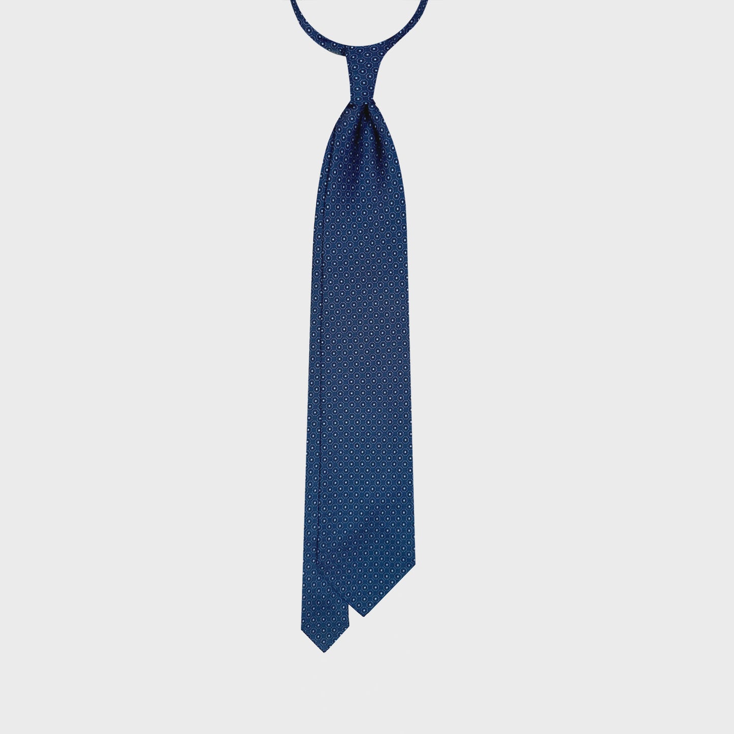 Sartorial Ocean Blue Silk Tie Formal Micro Floral Fantasy Pattern Shop in Wools Boutique Uomo Geneva