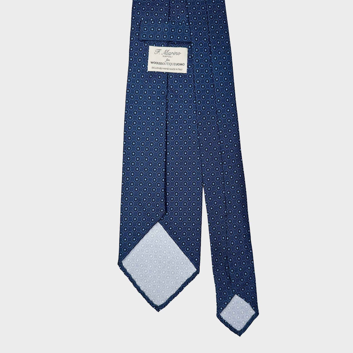 Sartorial Ocean Blue Silk Tie Formal Micro Floral Fantasy Pattern Shop in Wools Boutique Uomo Geneva