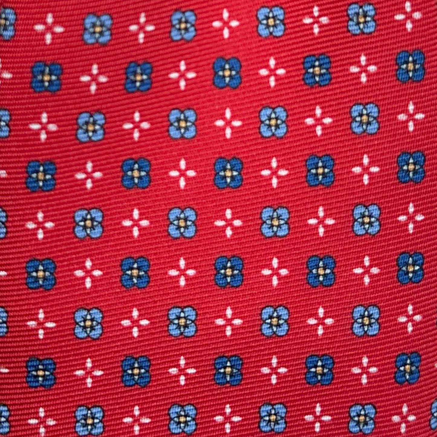 Carmine Red Silk Tie 7 Folds Classic Micro Diamonds