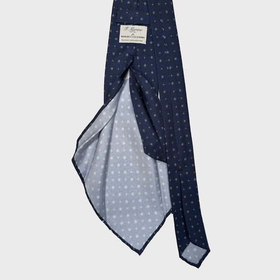 Classic Silk Tie 7 Folds Loden Green Light Blue Diamonds Wools Boutique Uomo Geneva