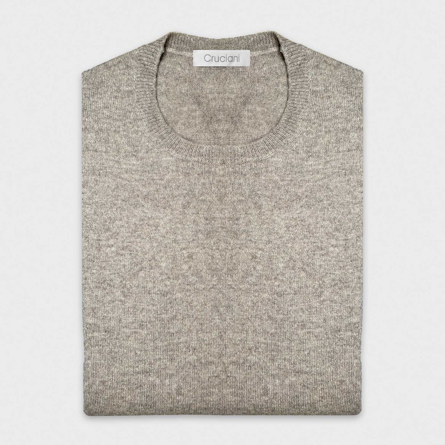 Melange Sand Brown Cashmere Sweater Crewneck Cruciani