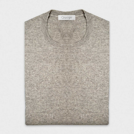Load image into Gallery viewer, Melange Sand Brown Cashmere Sweater Crewneck Cruciani
