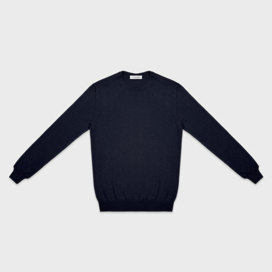 Cruciani Crewneck Merino Wool Sweater Navy Blue