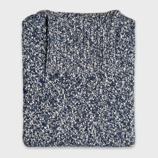 Cruciani Mouliné Turtleneck Wool Sweater Navy Blue