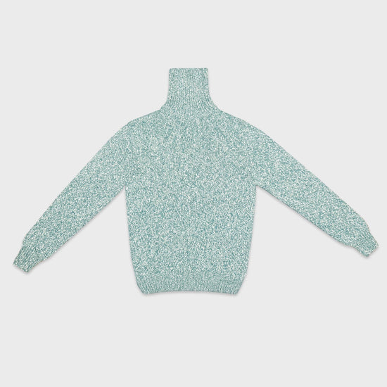 Cruciani Mouliné Turtleneck Wool Sweater Teal Green