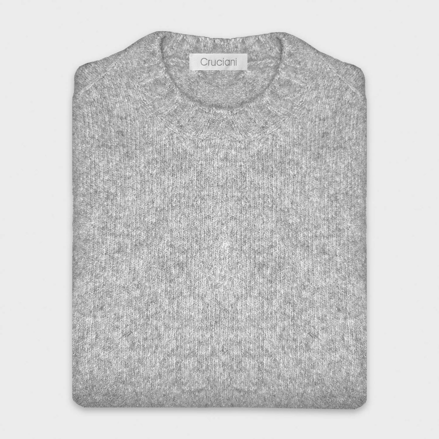 Cloud Grey Shetland Wool Crewneck Sweater Cruciani