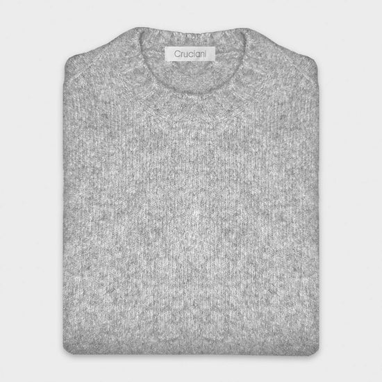 Cloud Grey Shetland Wool Crewneck Sweater Cruciani