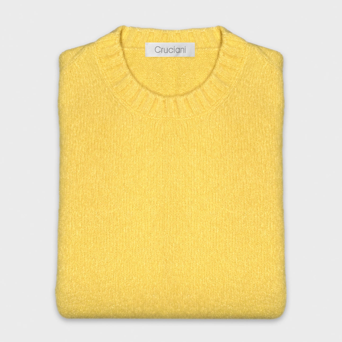 Lemon Yellow Shetland Wool Crewneck Sweater Cruciani.